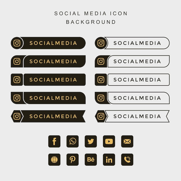 Simple background social media icon set design