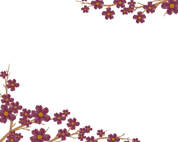 simple background with red flower blossom border