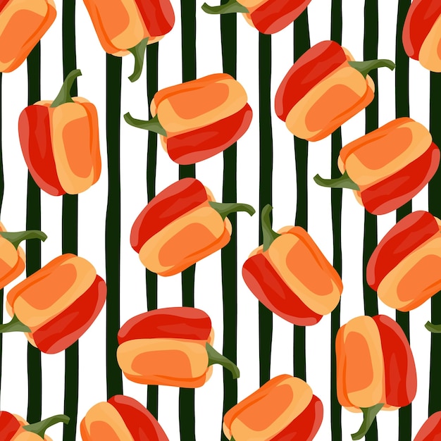 Simple bell pepper seamless pattern Bulgarian pepper wallpaper