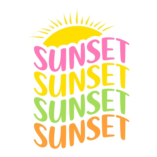 Simple best summer quotes sunset colorful wavy text effect typography SVG cut files tshirt design