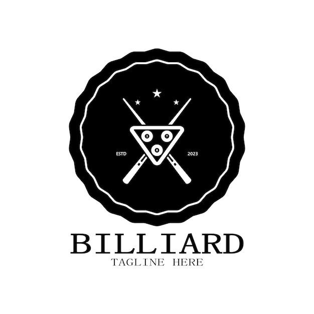 simple billiards logo template illustration with billiard balls and sticksvector