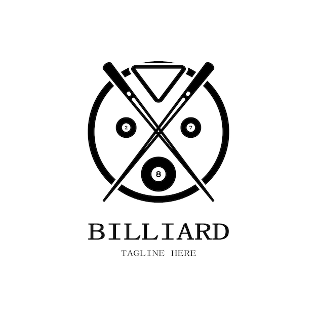 simple billiards logo template illustration with billiard balls and sticksvector