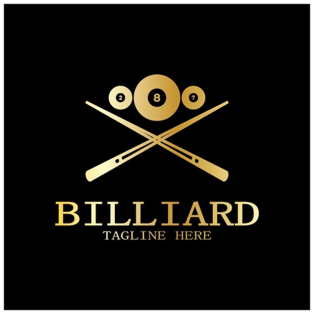 simple billiards logo template illustration with billiard balls and sticksvector