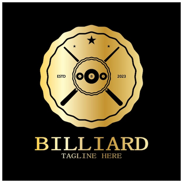 simple billiards logo template illustration with billiard balls and sticksvector