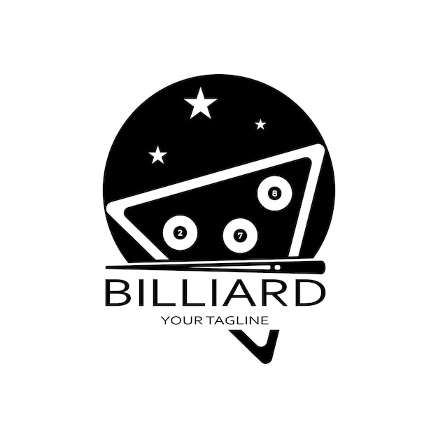 Simple billiards logo template illustration with billiard balls and sticksvector