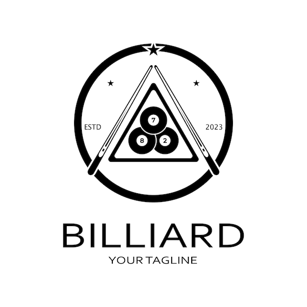 Simple billiards logo template illustration with billiard balls and sticksvector