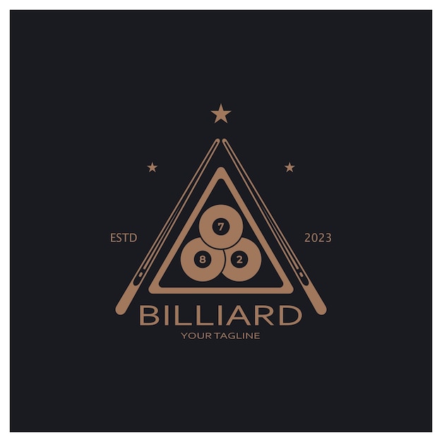 Simple billiards logo template illustration with billiard balls and sticksvector