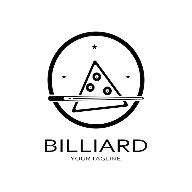 Simple billiards logo template illustration with billiard balls and sticksvector