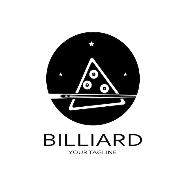 Simple billiards logo template illustration with billiard balls and sticksvector