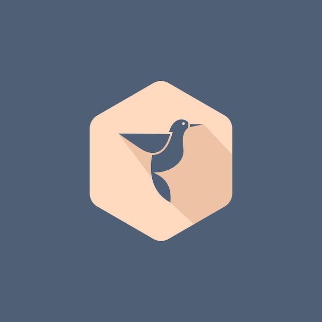 simple bird logo on hexagon background