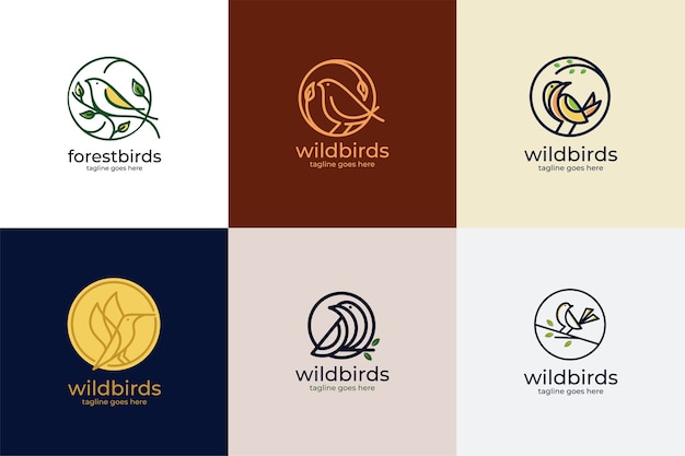 Simple bird logo set