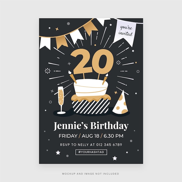 Simple Birthday Party Invitation Flyer Template in Vector V1