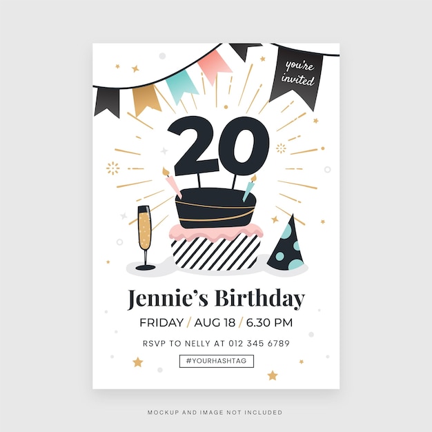 Simple Birthday Party Invitation Flyer Template in Vector V2