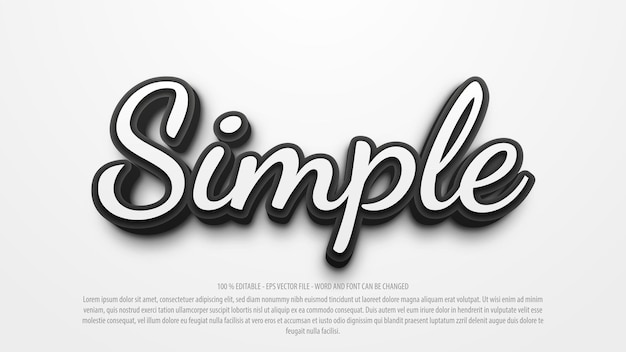 Simple black 3d editable text effect