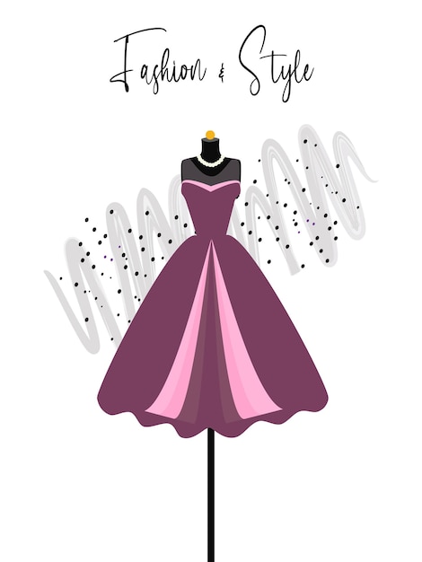 A simple black dress on mannequin fashion illustration