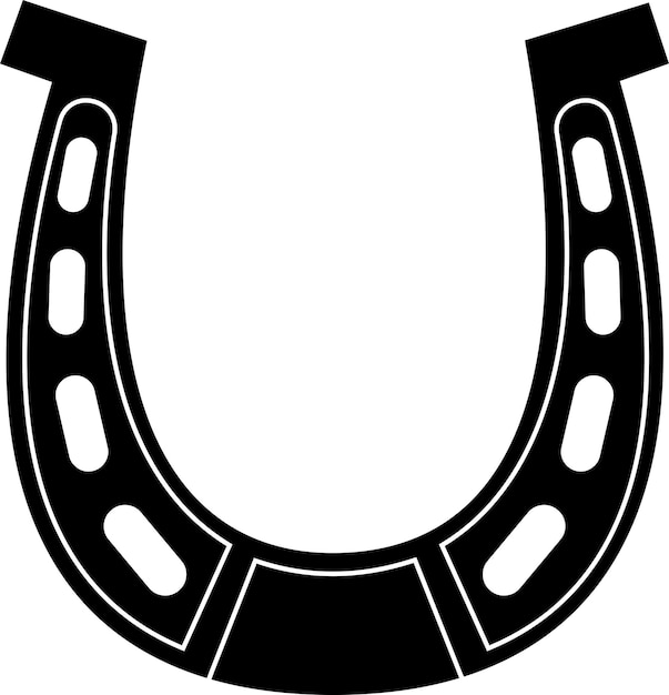 Simple Black Horseshoe Silhouette For Good Luck. Vector Hand Drawn Illustration