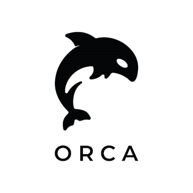 Simple black orca whale animal template logo creative design Killer underwater animal Logo for business identity and branding