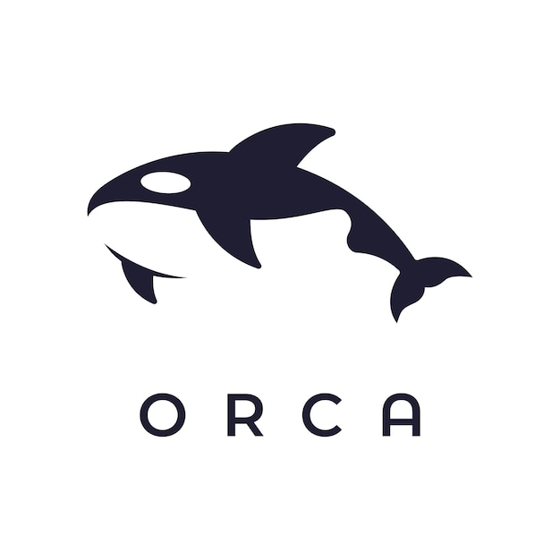 Simple black orca whale animal template logo creative design Killer underwater animal Logo for business identity and branding