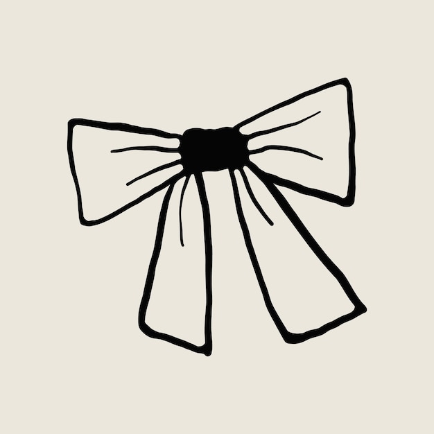 Vector simple black and white bow illustration on cream background