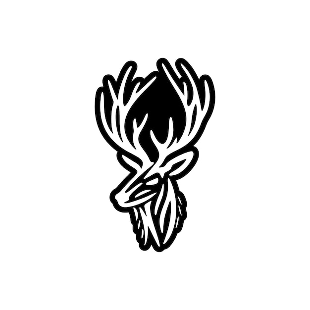 A simple black and white deer logo vector