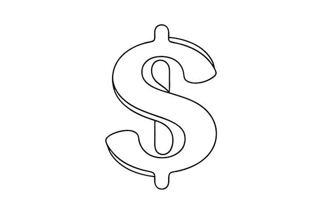 Simple Black And White Dollar Sign Illustration