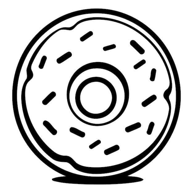 Vector simple black and white donut icon with sprinkles perfect for branding websites or app design