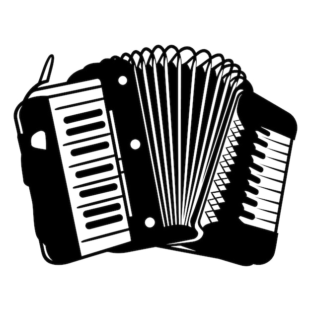 A simple black and white illustration of an accordion perfect for designs requiring a classic musical element