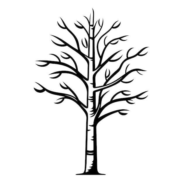 Simple black and white illustration of a bare tree silhouette perfect for minimalist design projects or naturethemed branding