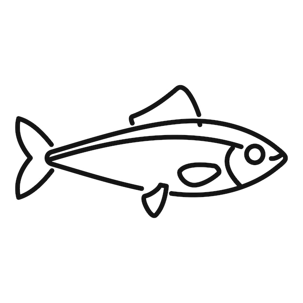 Simple black and white line art of a fish swimming