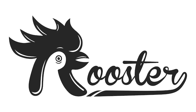 Simple black and white rooster vector logo design