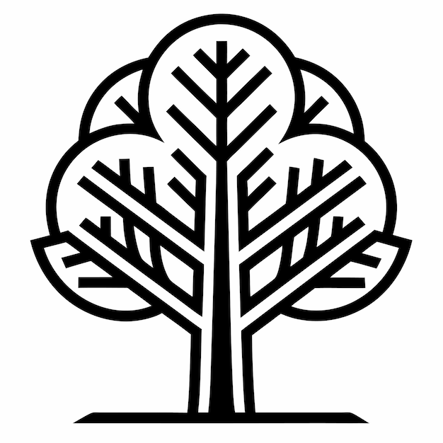 Simple Black and White Tree Line Art Logo