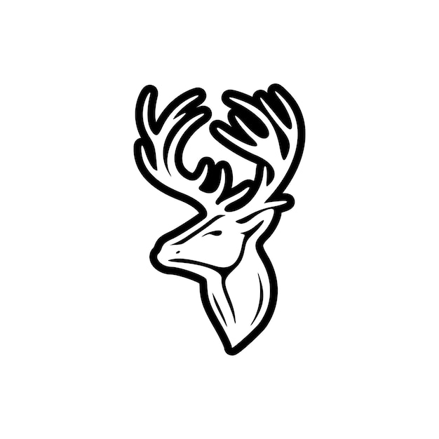 Simple black and white vector deer logo