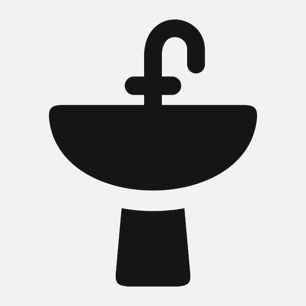 simple black and white vector icon of wash basin isolated on white background