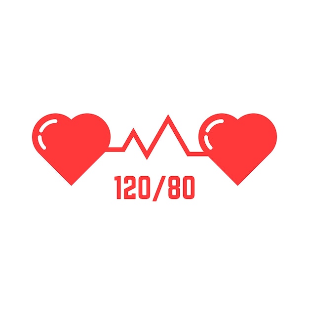 Simple blood pressure icon. concept of abstract ecg, indicator, measure, systolic, love, tonometer emblem, disease. flat style trend modern red logotype design vector illustration on white background