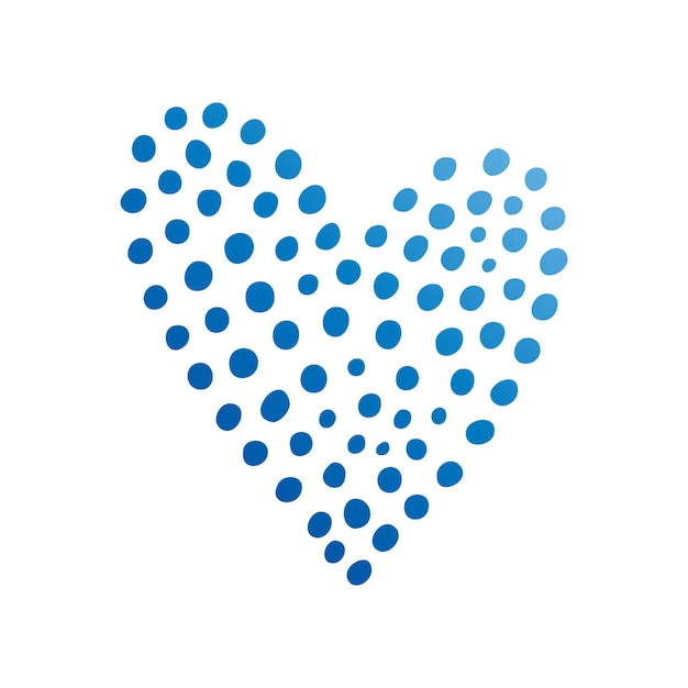 Simple blue doodle heart Isolated design element for valentine's day wedding romance