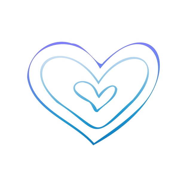 Simple blue doodle heart Isolated design element for valentine's day wedding romance