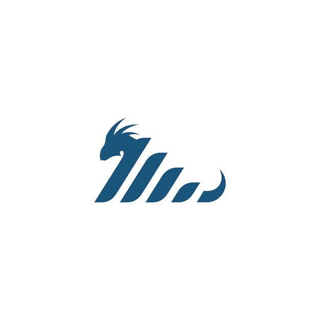 Simple blue dragon line logo design with four strip line