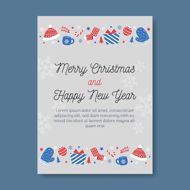 simple blue red gray christmas invitation template