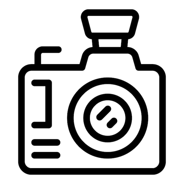 Simple bold line icon of a digital camera ready to capture memories