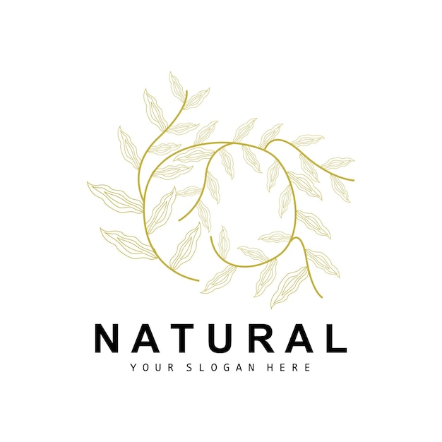 Simple Botanical Leaf and Flower Logo Vector Natural Line Style Decoration Design Banner Flyer Wedding Invitation and Product Branding