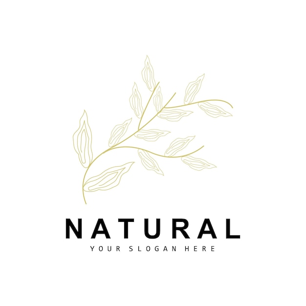 Simple Botanical Leaf and Flower Logo Vector Natural Line Style Decoration Design Banner Flyer Wedding Invitation and Product Branding