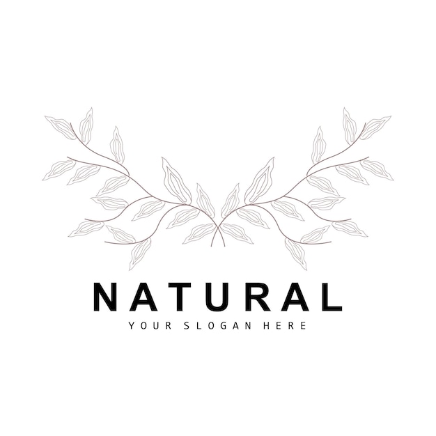 Simple Botanical Leaf and Flower Logo Vector Natural Line Style Decoration Design Banner Flyer Wedding Invitation and Product Branding