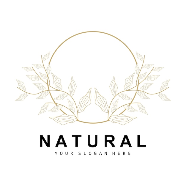 Simple Botanical Leaf and Flower Logo Vector Natural Line Style Decoration Design Banner Flyer Wedding Invitation and Product Branding