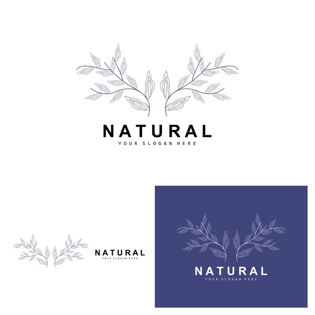 Simple Botanical Leaf and Flower Logo Vector Natural Line Style Decoration Design Banner Flyer Wedding Invitation and Product Branding