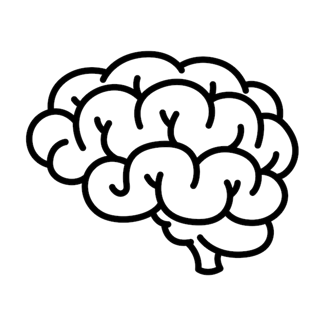 Simple brain icon black lines on a white background.