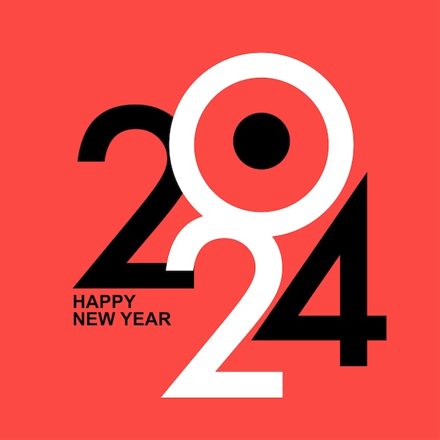 Simple bright colorful happy new year card for 2024 Modern vector banner