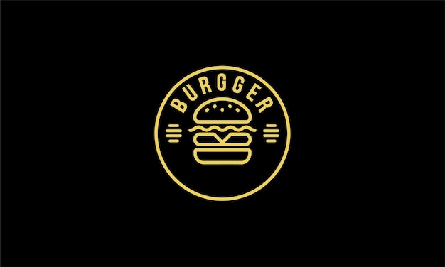 Vector simple burger logo with text burger in yellow outline