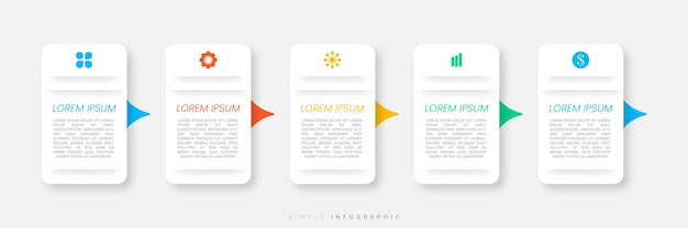 simple business infographic with minimal shape step infographic template with four color