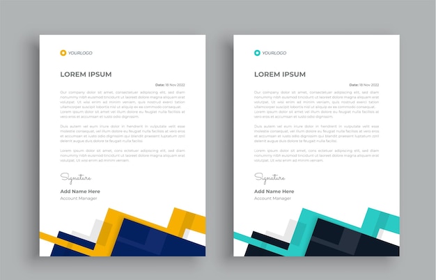 Simple business letterhead design set of two