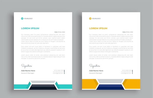 Simple business letterhead design set of two